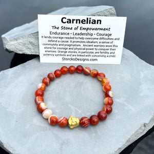 Carnelian 8mm Stone Beaded Bracelet