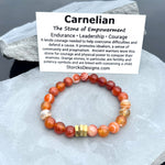 Carnelian 8mm Stone Beaded Bracelet