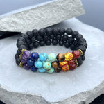 Seven Chakras Lava Rock Beaded Bracelet