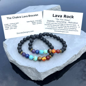 Seven Chakras Lava Rock Beaded Bracelet