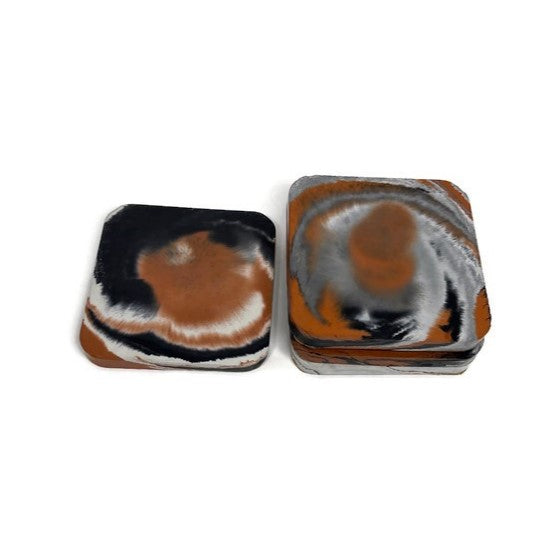 Terracotta Orange Marbled Concrete Coaster set (4pcs)