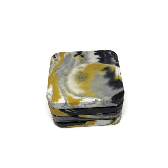 Yellow Marbled Concrete Coaster set (4pcs)