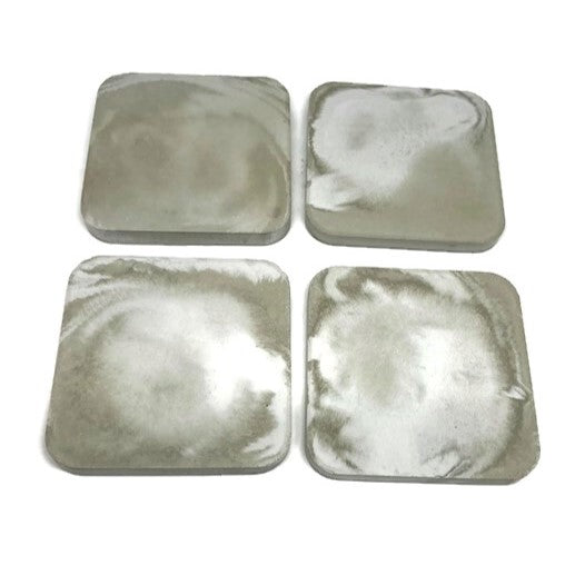 Sand Beige Tan Marbled Concrete Coaster set (4pcs)