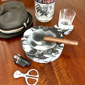 Large Round Cuban Concrete Cigar Ashtray