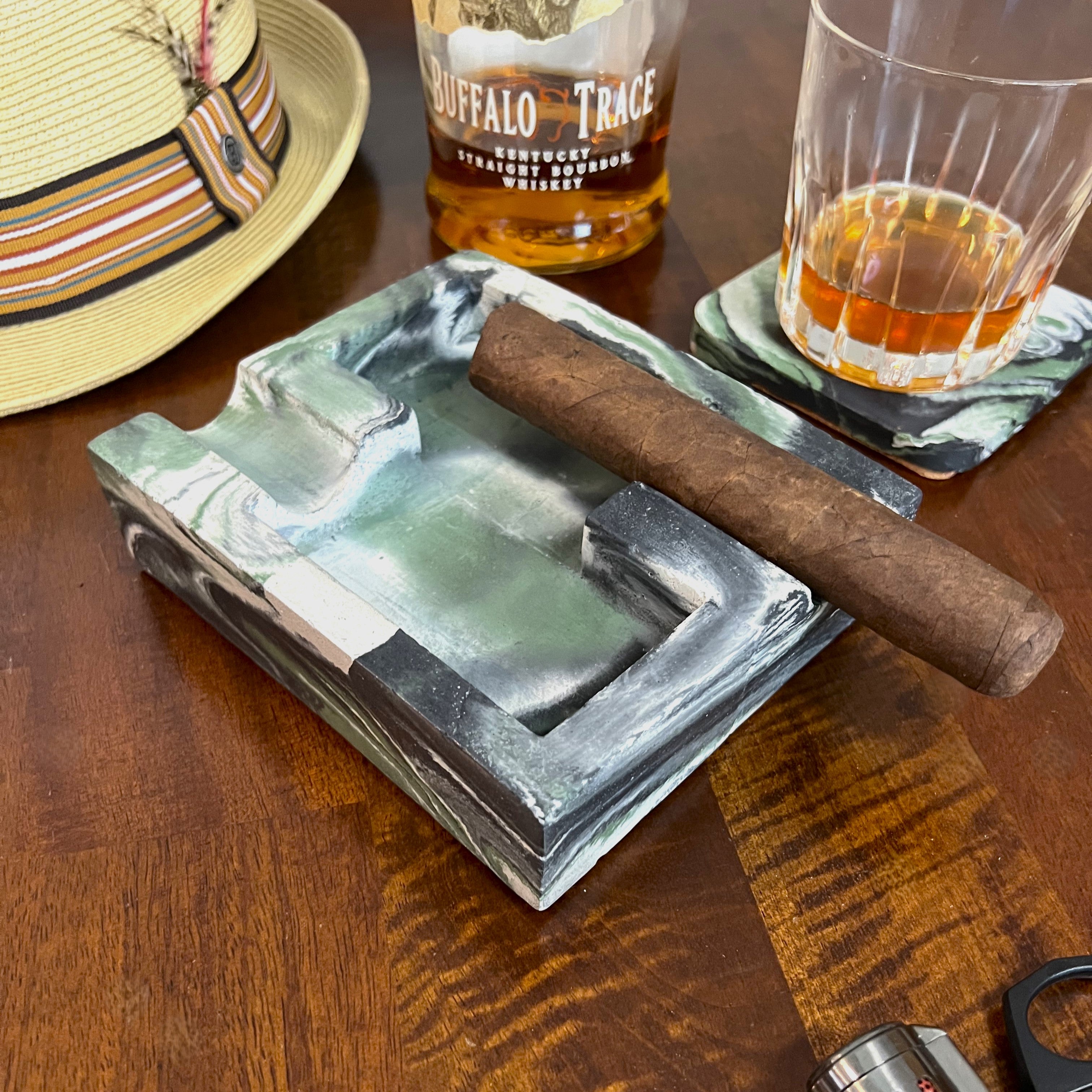 Concrete Double Cigar Ashtray