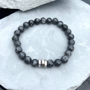 Larvikite 8mm Stone Beaded Bracelet