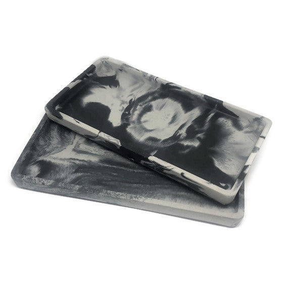 Black and White Marbled Concrete Catch All Tray