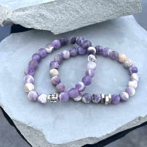 Amethyst Sage Agate 8mm Stone Beaded Bracelet