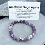 Amethyst Sage Agate 8mm Stone Beaded Bracelet