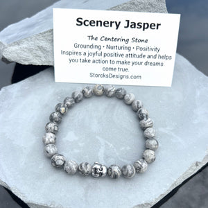 Scenery Jasper 8mm Stone Beaded Bracelet