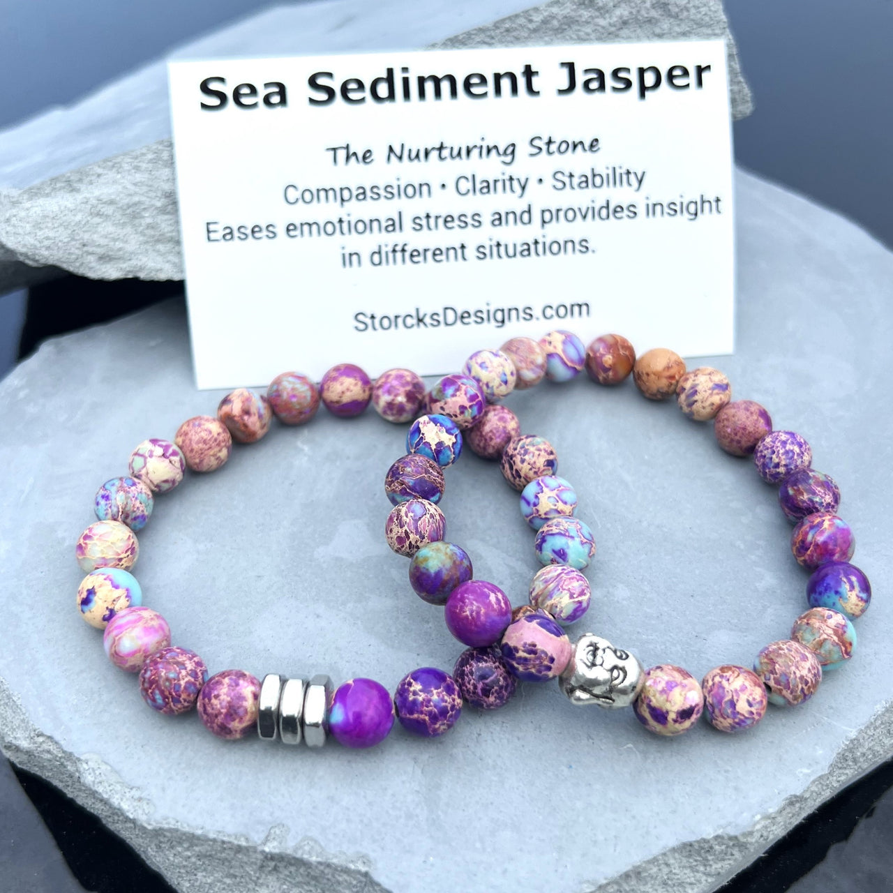 Purple Sea Sediment Jasper Beaded Bracelet