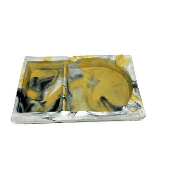 Yellow Marbled Concrete Section Ashtray