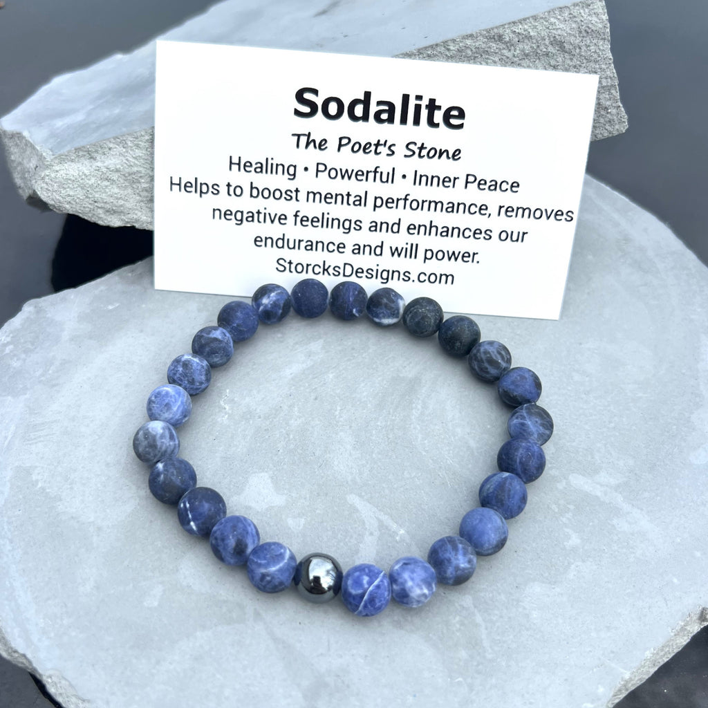 Matte Sodalite 8mm Stone Beaded Bracelet
