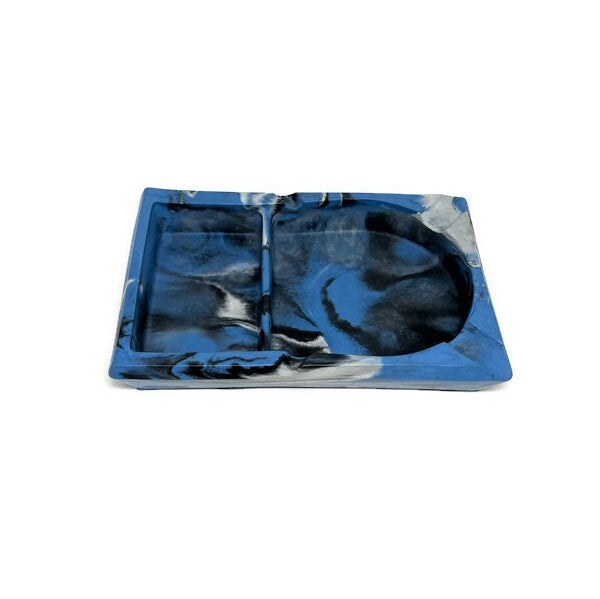 Blue Marbled Concrete Section Ashtray