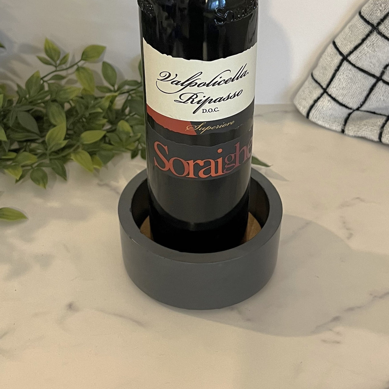 Gray Concrete Wine Bottle Holder Coaster