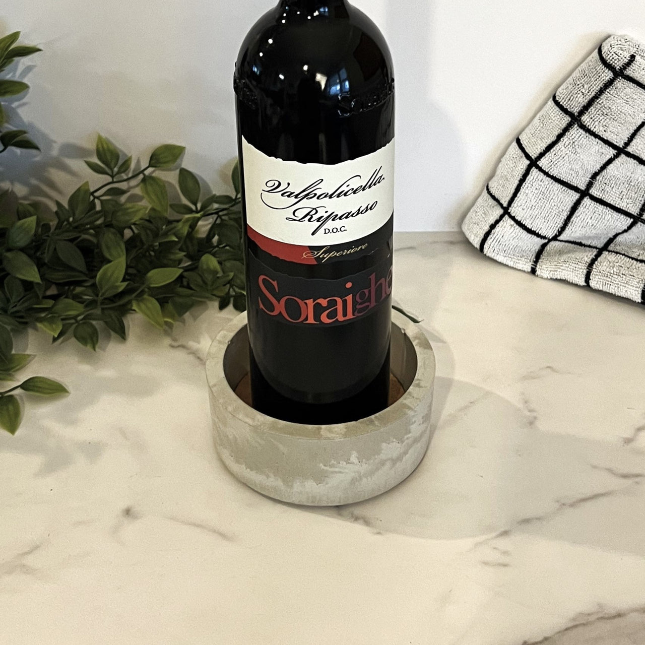 Sand Beige Tan Marbled Concrete Wine Bottle Holder Coaster