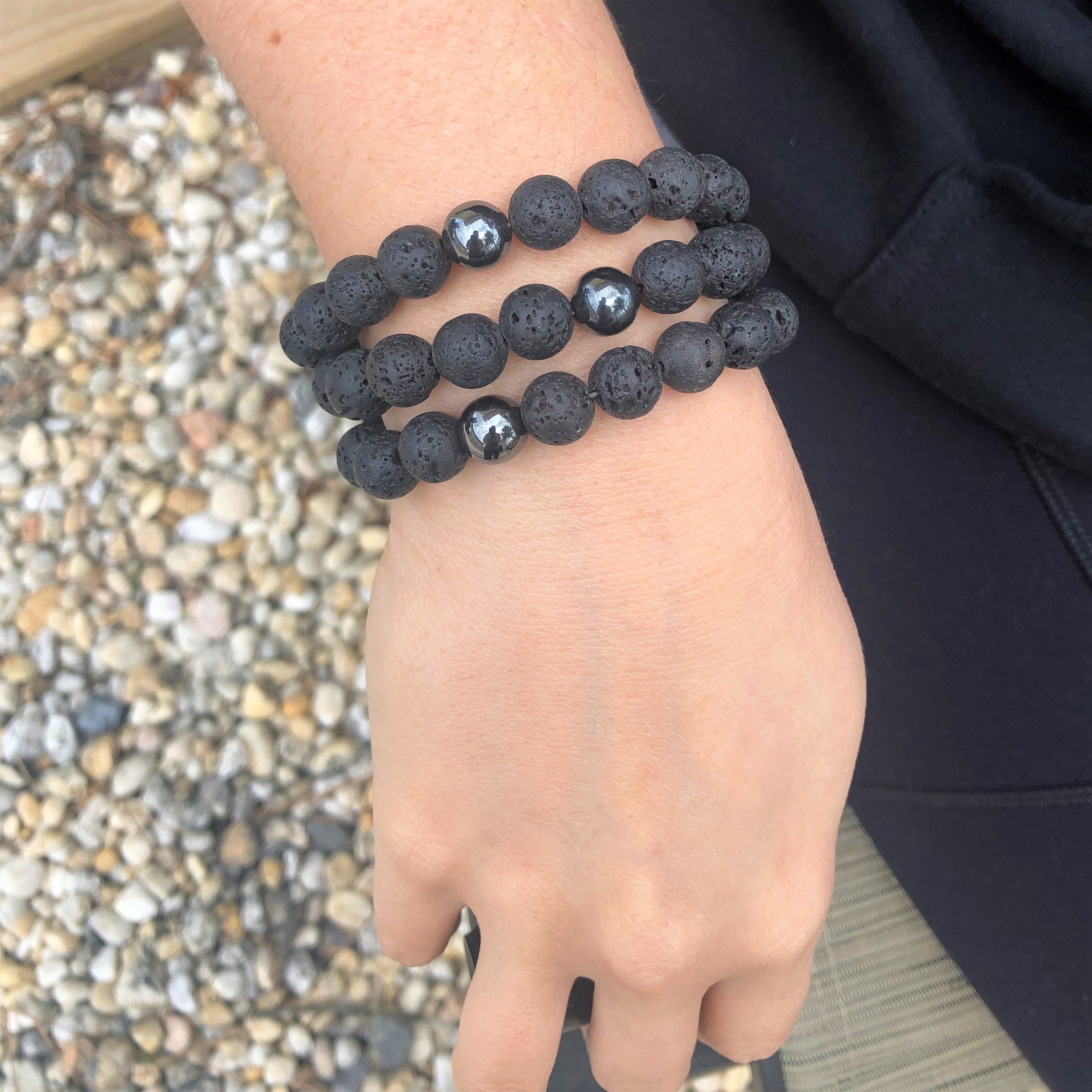Aromatherapy Essential Oil Diffuser Bracelet - Lapis Lazuli & Lava bead  gemstone beaded bracelet - Kodes