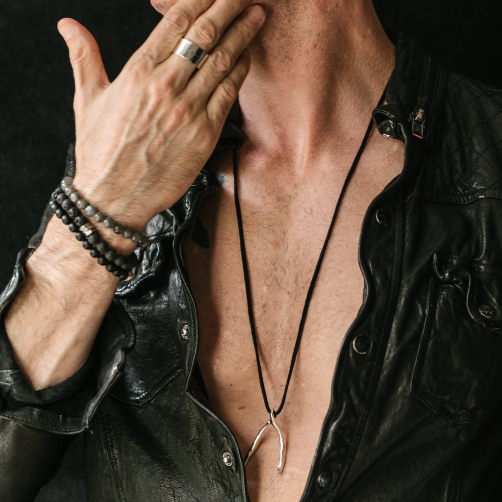 Brass Gold Metal Mens & Women's Wishbone Necklace