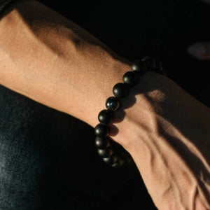 10mm Matte Onyx Beaded Bracelet with Hematite Accent Bead