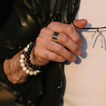 Matte Onyx 10mm Stone Beaded Bracelet with Hematite Accent Bead