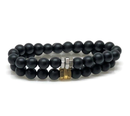 Matte Onyx 8mm Stone Beaded Bracelet