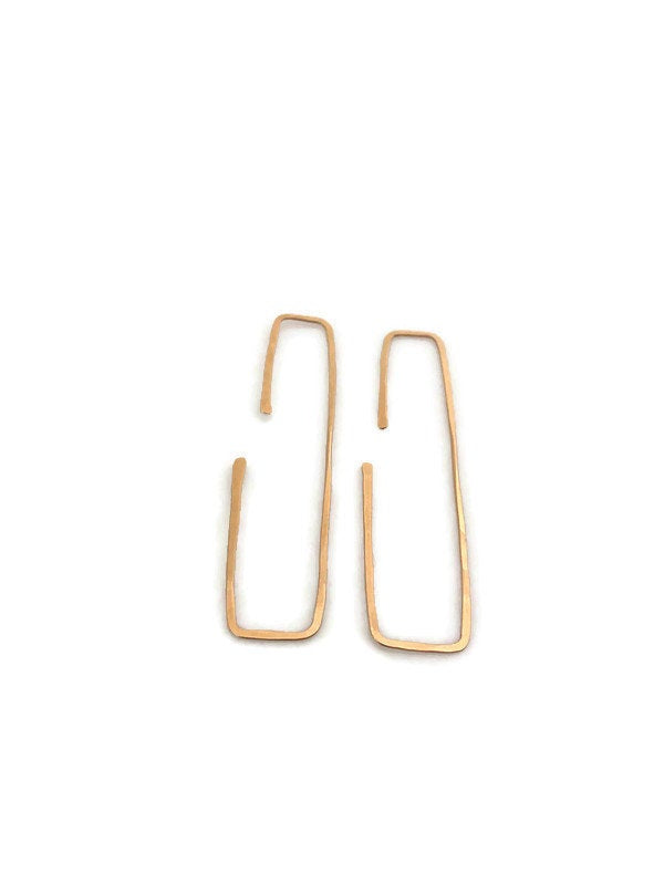 Rectangular Hoop Earrings, Gold