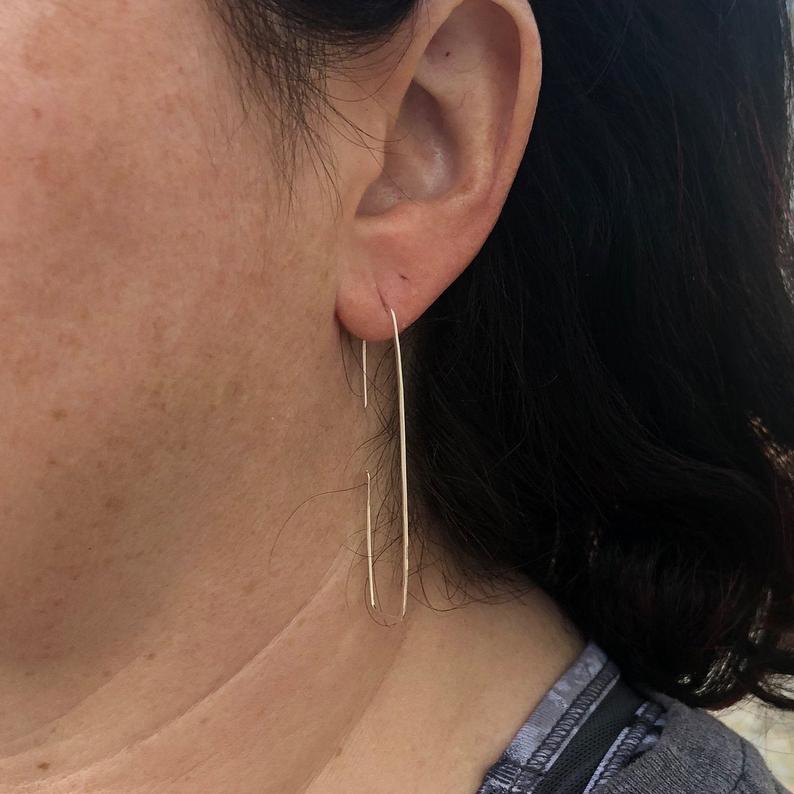 Rectangular Hoop Earrings, Sterling Silver
