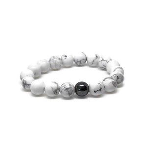 Stone Bead Bracelet - Howlite White Marble