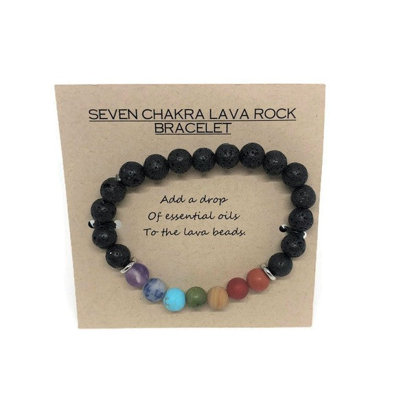 Seven Chakras Lava Rock Beaded Bracelet – Storcks Designs LLC