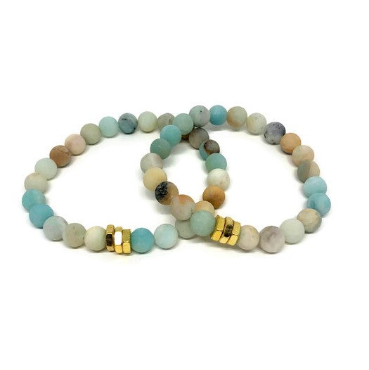 Amazonite and Aqua Ombre Loom Beaded Bracelet Set, chakra bracelet – Tower  Creations